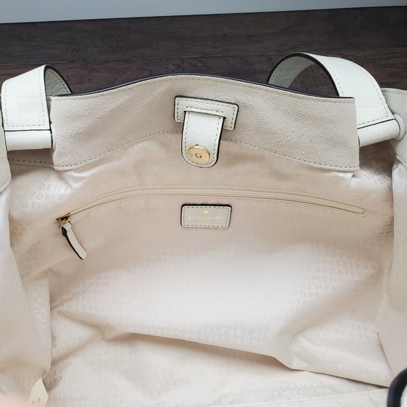 Kate Spade Leather Tote Bag White Croc Pattern - Picture 8 of 10